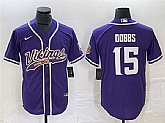 Men's Minnesota Vikings #15 Josh Dobbs Purple Cool Base Stitched Baseball Jersey,baseball caps,new era cap wholesale,wholesale hats